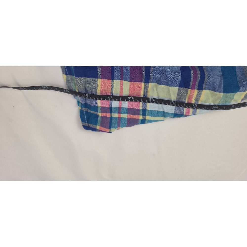 Lane Bryant Size 14 Sara Plaid Linen Blend Surplice Peplum Top - Picture 6 of 7